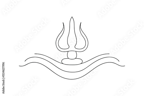 Trishul trident symbol hindu god shiva sacred weapon line art design