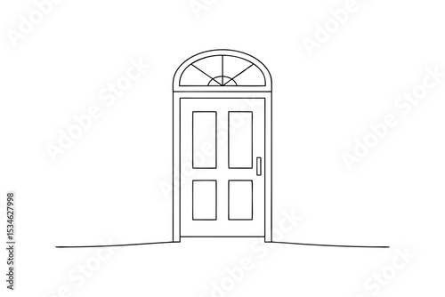 Classic door design simple line drawing home entrance