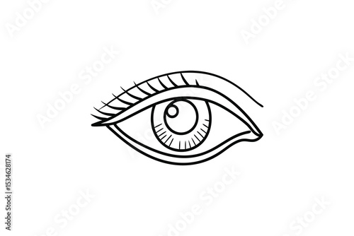 Stylish line art drawing of a single eye with eyelashes