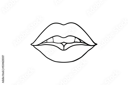 Outline drawing of a woman's lips slightly parted