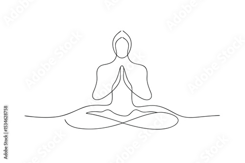 Serene yoga pose minimalist line art illustration