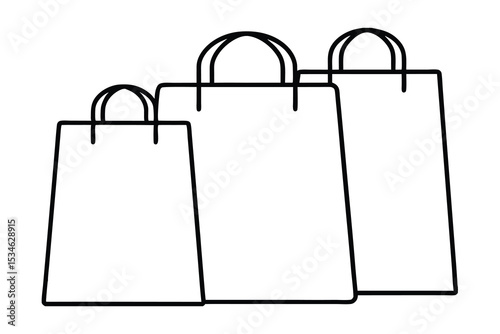 Three outline shopping bags different sizes retail sale