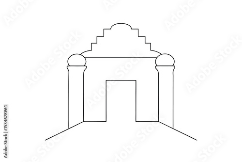 Simple line drawing of an ancient gateway or entrance