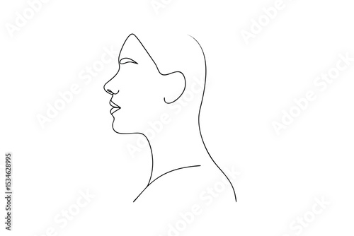 Elegant minimalist line art woman profile side view