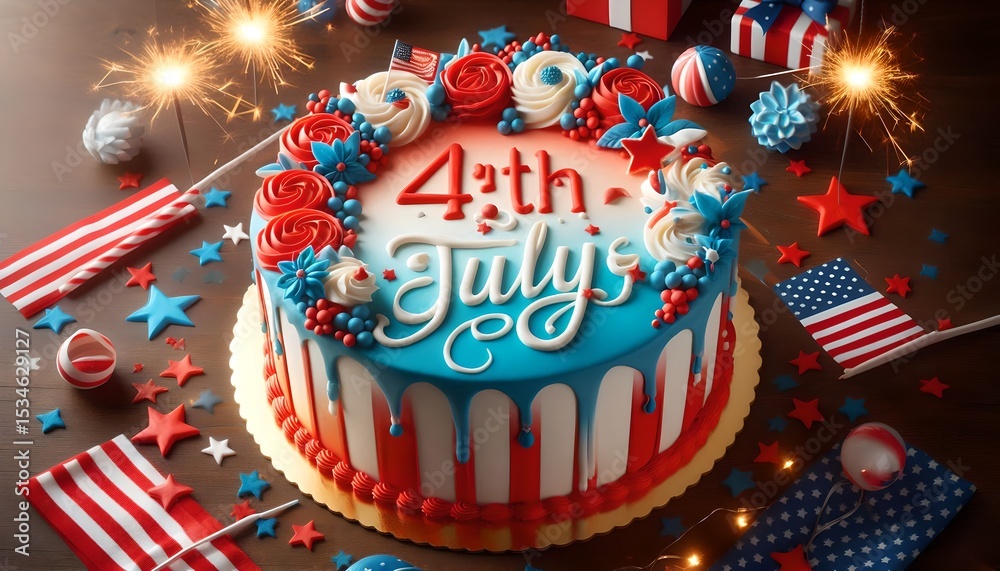 Obraz premium 4th July Independence Day Cake Theme