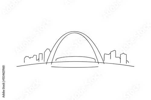St louis gateway arch minimalist line art city skyline