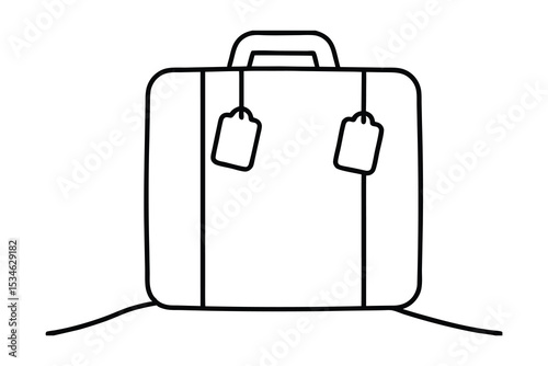 Suitcase with luggage tags simple line drawing travel bag