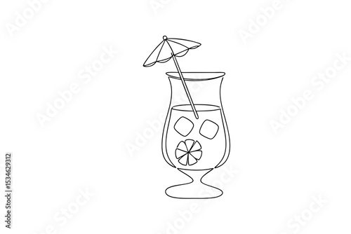 Summer cocktail drink line art illustration tropical beverage