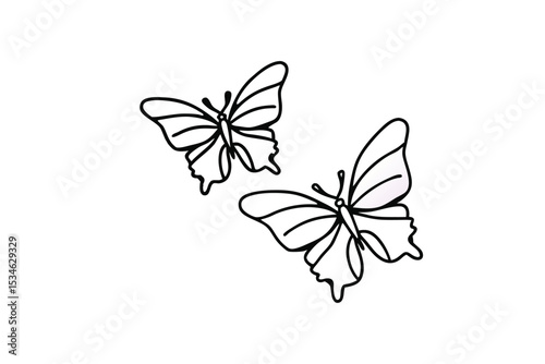 Two simple line art butterflies flying gracefully