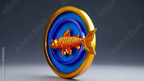 Luxury Gold Fish Pendant in Elegant Circular Design – Rich Jewelry Fashion Accessory.