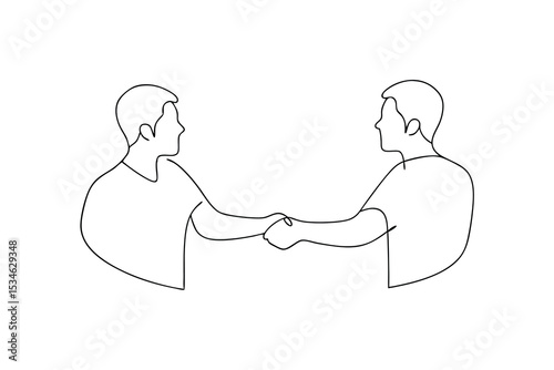 Two men shaking hands simple line art minimalist design