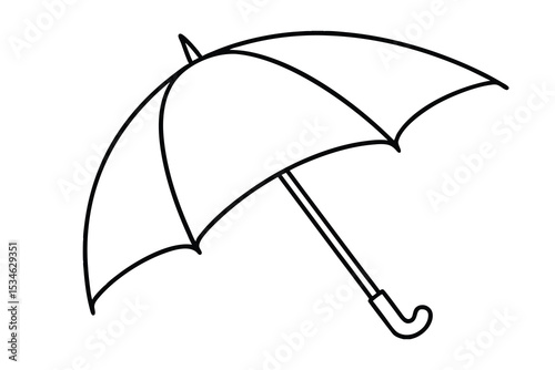 Simple line drawing of an open umbrella rainy day weather protection