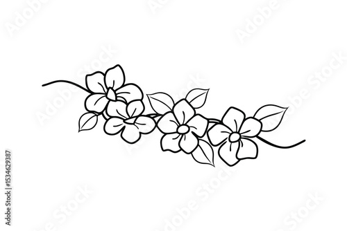 Elegant black and white floral branch design three flowers