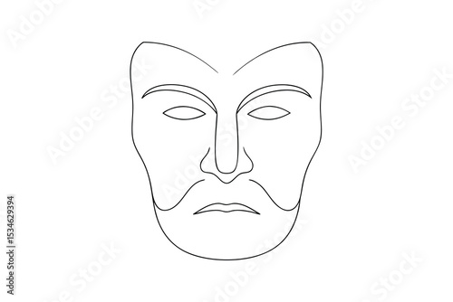 Minimalist line art drawing of a man's face