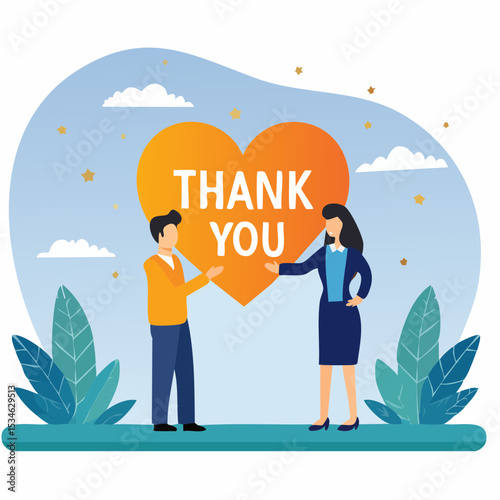 Employee appreciation, giving thank you or recognition award to best employees, gratitude or grateful support, thankful concept, businessman hand giving heart with thank you and reward to employee