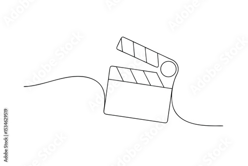 Single line drawing of a movie clapperboard