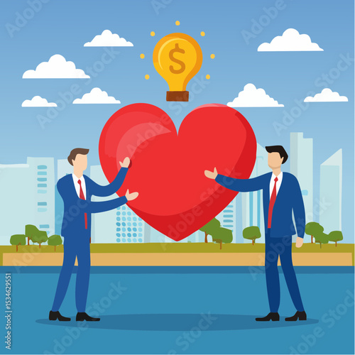 Employee appreciation, giving thank you or recognition award to best employees, gratitude or grateful support, thankful concept, businessman hand giving heart with thank you and reward to employee