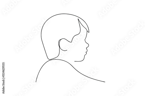 Child profile minimalist line art drawing simple baby illustration