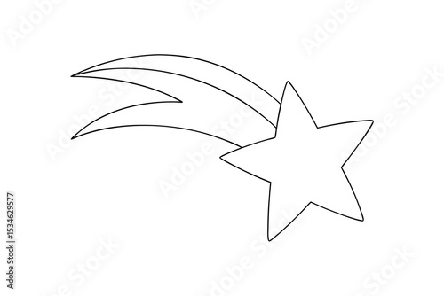 Simple line drawing of a shooting star with a tail