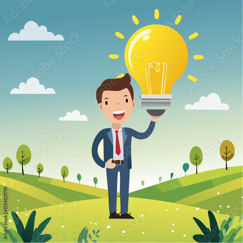 Helpful tips for business, useful ideas or smart trick to success, advice or suggestion information for improvement concept, smart businessman holding lightbulb ideas balloon telling helpful tip