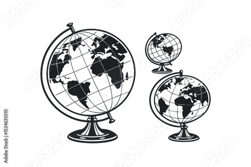 World icon, Globes Icons and Symbols, Globe Icons Editable Stroke