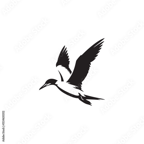 Diving Gannet Silhouette Vector Art – Sleek Seabird in Mid-Plunge Pose, Bold Black Outline Design for Marine Wildlife Themes, Coastal Logos, and Nature-Inspired Decor
