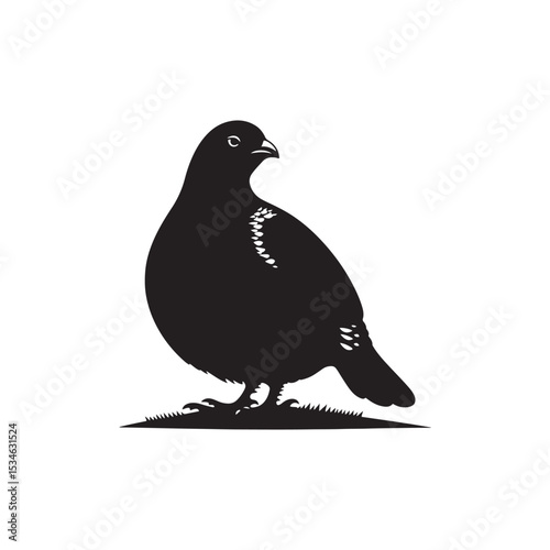 Strutting Grouse Silhouette Vector Art – Bold Forest Game Bird Design with Fanned Tail, Minimalist Black Outline for Rustic Wildlife Themes, Hunting Logos, and Nature Decor
