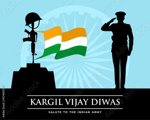 kargil vijay diwas soldier silhouette vector illustration