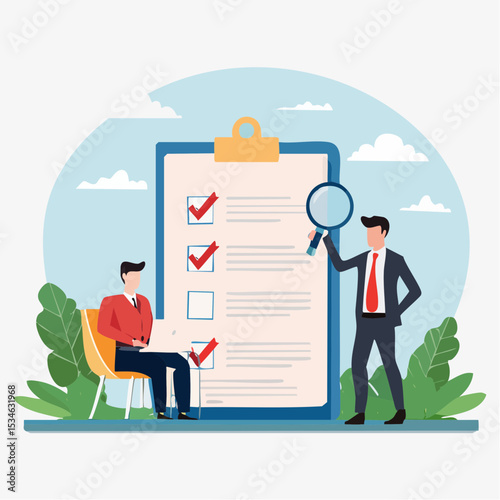 Analyze candidate, employee performance review, evaluation or analysis, choose recruitment applicants, staff or finding right person for job concept, businessman analyzing employee or job candidate