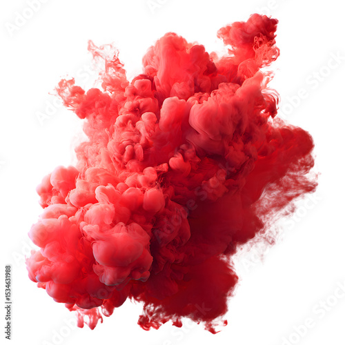 Vibrant explosion of crimson red smoke abstract design on transparent background creative visual for artistic backgrounds and visual communication