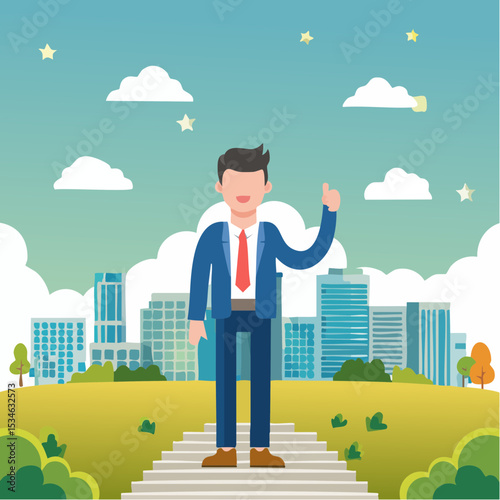 Encouragement or support employee to success, cheering, praise to raise motivation, winning pride inspiration, boost employee ambition concept, businessman giving thumb up to encourage employee