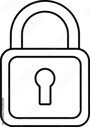 padlock locked outline on white background 