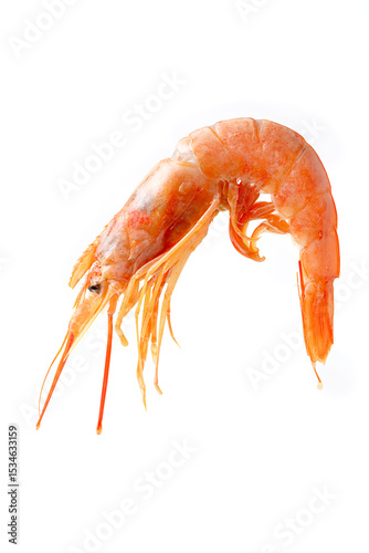 Close up of Red cooked shrimp isolated on a white background.