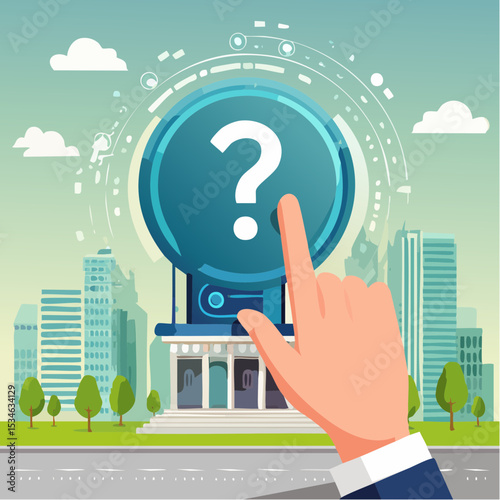 Artificial intelligence AI to help solve problem, chatbot or machine learning to answer hard question, assistance service, technology to help concept, human hand with question mark and AI answe