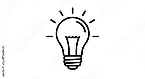 Illustration of a light bulb with radiating lines on a white background concept of a bright idea