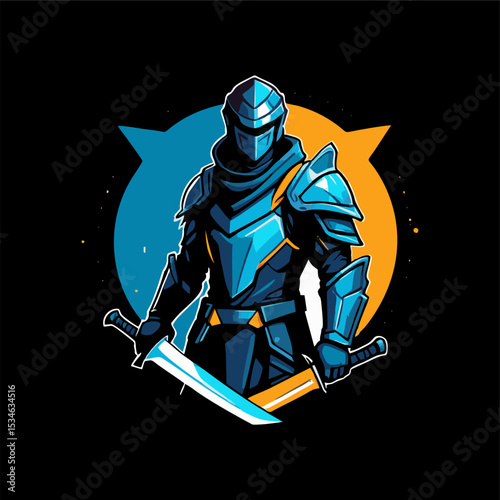 Fantasy illustration of a swordsman, in an abstract style.