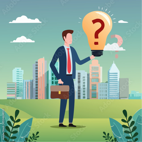 Solving problem, critical thinking root cause analysis to solution, answering question or success resolve issues, discover opportunity, creativity concept, businessman make idea from question mar
