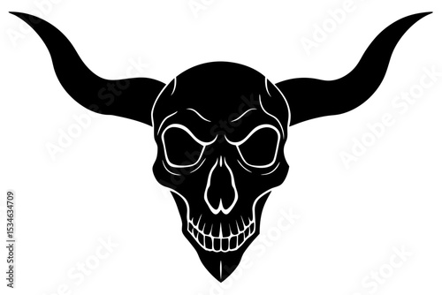 Skull with horns vector silhouette