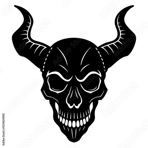 Skull with horns vector silhouette