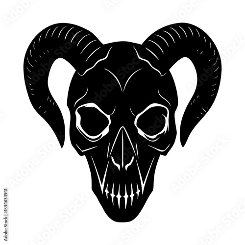 Skull with horns vector silhouette