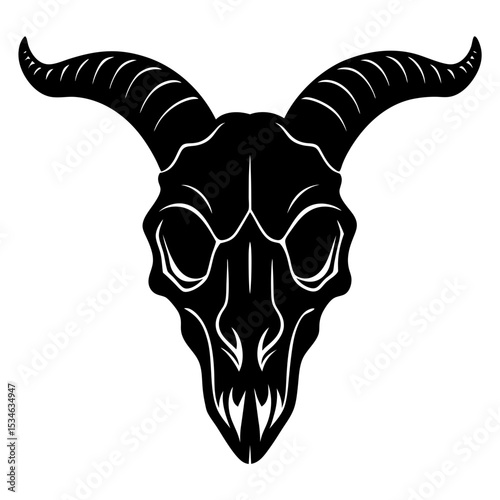 Skull with horns vector silhouette