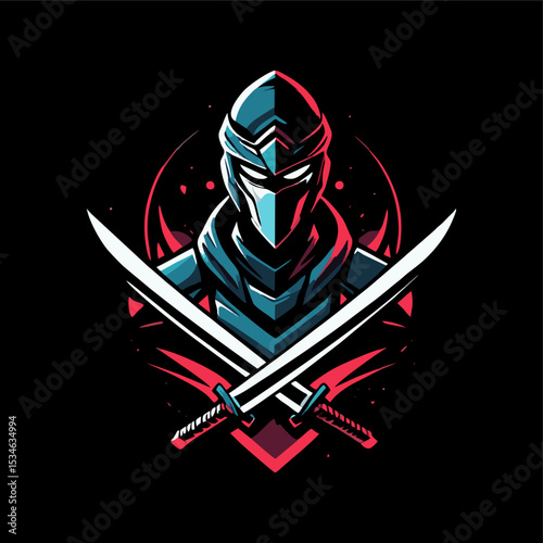 Fantasy illustration of a swordsman, in an abstract style.
