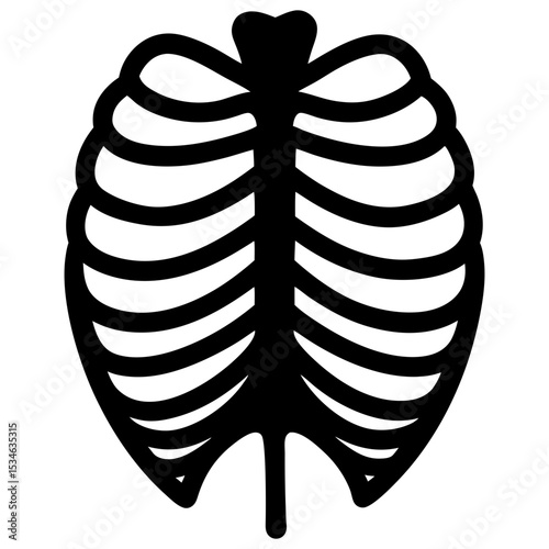 Rib cage with heart vector silhouette art