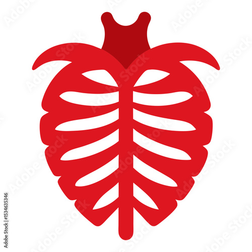 Rib cage with heart vector art