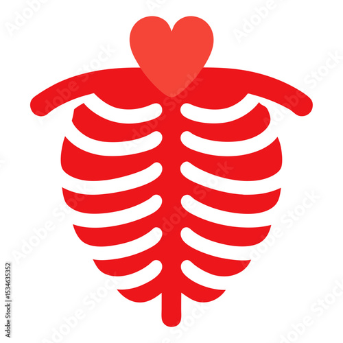 Rib cage with heart vector art