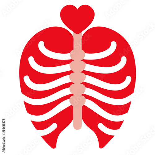 Rib cage with heart vector art