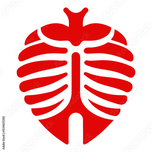 Rib cage with heart vector art