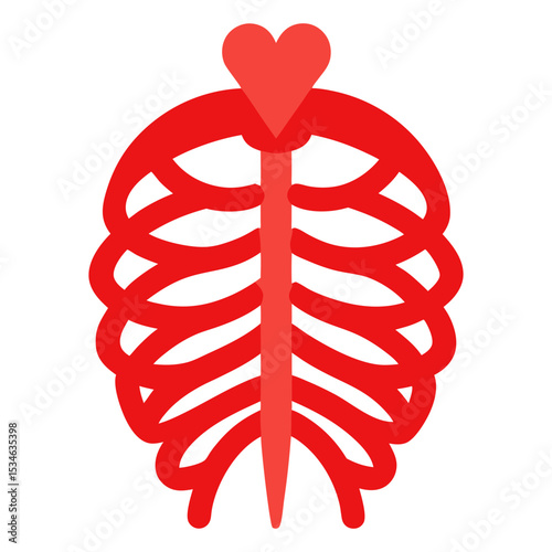 Rib cage with heart vector art