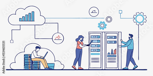 Cloud computing data analysis server management network technology team collaboration and finance analytics 100