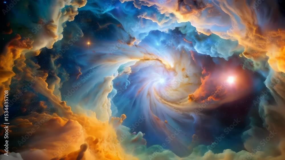 Spectacular celestial portal illustration showcases swirling nebula formations and radiant starlight, creating a mesmerizing and otherworldly space scene